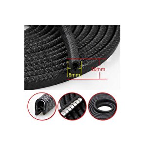 Astraled Oto Kapı Fitili Çizilme Çarpma Önleyici Araç Kapı Koruyucu Fitil 5 Metre Siyah