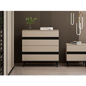 Star Şifonyer 4c Soft - Kumtası Siyah