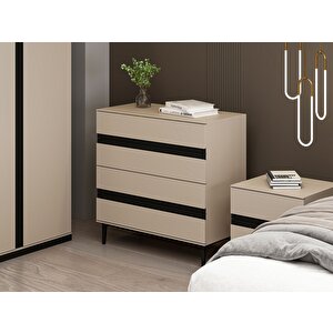 Star Şifonyer 4c Soft - Kumtası Siyah