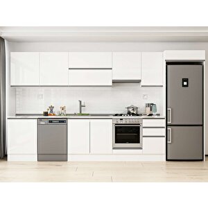 395x222 Cm High Gloss Mutfak Dolabı Beyaz Beyaz Mb-e90s60s45-1 Beyaz