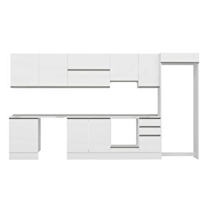 Alvinka 395x222 Cm High Gloss Mutfak Dolabı Beyaz Beyaz Mb-e90s60s45-1