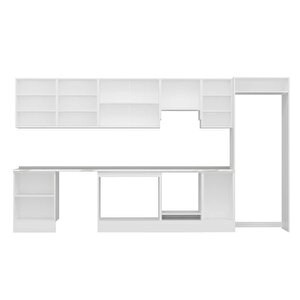 Alvinka 395x222 Cm High Gloss Mutfak Dolabı Beyaz Beyaz Mb-e90s60s45-1
