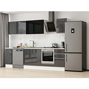 285x210 Cm High Gloss Mutfak Dolabı Beyaz Antrasıt M-e80s40s45-3 Antrasit