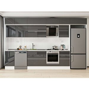 375x240 Cm High Gloss Mutfak Dolabı Beyaz Antrasıt Mb-e80s45s50-2 Antrasit