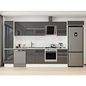 385x222 Cm High Gloss Mdf Mutfak Dolabı Beyaz Antrasıt Mbb-e90b45s50-2 Antrasit