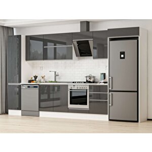 385x222 Cm High Gloss Mdf Mutfak Dolabı Beyaz Antrasıt Mbb-e90b45s50-2 Antrasit