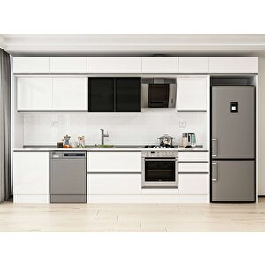 390x240 Cm High Gloss Mdf Mutfak Dolabı Beyaz Beyaz Mb-e80s60s50-3 Beyaz