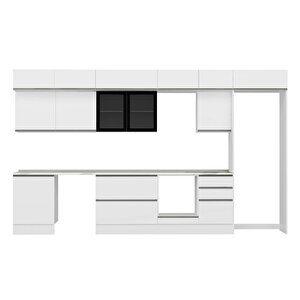 Alvinka 390x240 Cm High Gloss Mdf Mutfak Dolabı Beyaz Beyaz Mb-e80s60s50-3