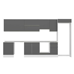 Alvinka 395x222 Cm High Gloss Mutfak Dolabı Beyaz Antrasıt Mb-e90s60s45-1