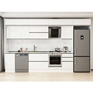 375x240 Cm High Gloss Mutfak Dolabı Beyaz Beyaz Mb-e80s45s50-2 Beyaz