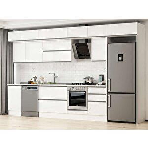 375x240 Cm High Gloss Mutfak Dolabı Beyaz Beyaz Mb-e80s45s50-2 Beyaz