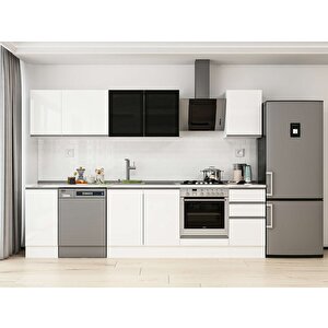 285x210 Cm High Gloss Mutfak Dolabı Beyaz Beyaz M-e80s40s45-3 Beyaz