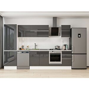 315x210 Cm High Gloss Mdf Mutfak Dolabı Beyaz Antrasıt Mb-e90b60s45-2 Antrasit