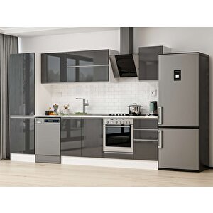 315x210 Cm High Gloss Mdf Mutfak Dolabı Beyaz Antrasıt Mb-e90b60s45-2 Antrasit