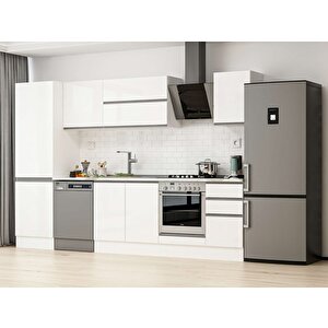 315x210 Cm High Gloss Mdf Mutfak Dolabı Beyaz Beyaz Mb-e90b60s45-2 Beyaz