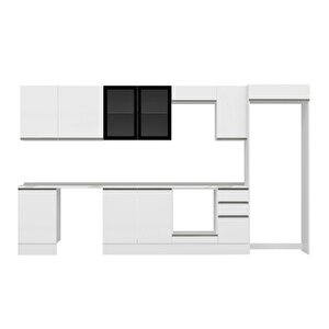 Alvinka 380x222 Cm High Gloss Mdf Mutfak Dolabı Beyaz Beyaz Mb-e90s50s40-3