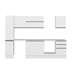 Alvinka 290x210 Cm High Gloss Mdf Mutfak Dolabı Beyaz Beyaz Mb-e80b40s50-2