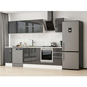 280x210 Cm High Gloss Mutfak Dolabı Beyaz Antrasıt M-e80s40s40-2 Antrasit