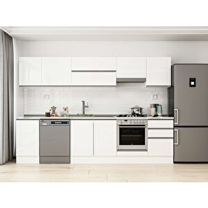 295x210 Cm High Gloss Mdf Mutfak Dolabı Beyaz Beyaz M-e80s45s50-1 Beyaz