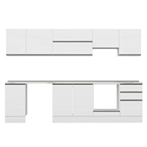 Alvinka 295x210 Cm High Gloss Mdf Mutfak Dolabı Beyaz Beyaz M-e80s45s50-1