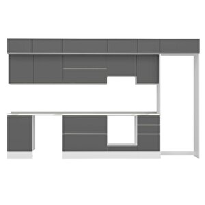 Alvinka 375x240 Cm High Gloss Mutfak Dolabı Beyaz Antrasıt Mb-e80s50s45-1