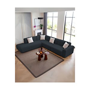 Mila Köşe Takımı & Modern Kadife Sol Köşe Koltuk Takımı - Mavi-1011 Mavi