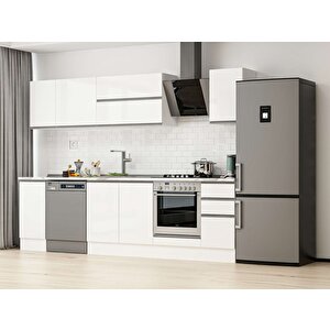 280x210 Cm High Gloss Mutfak Dolabı Beyaz Beyaz M-e80s40s40-2 Beyaz