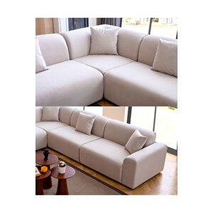 Mila Köşe Takımı & Modern Kadife Sol Köşe Koltuk Takımı - Kahve-1006 Kahverengi