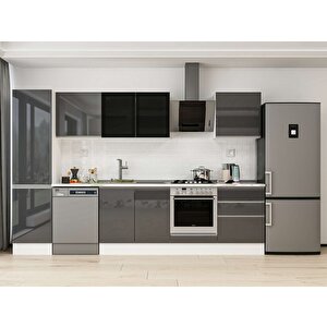 320x210 Cm High Gloss Mutfak Dolabı Beyaz Antrasıt Mb-e90b50s60-3 Antrasit