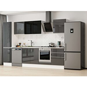 320x210 Cm High Gloss Mutfak Dolabı Beyaz Antrasıt Mb-e90b50s60-3 Antrasit