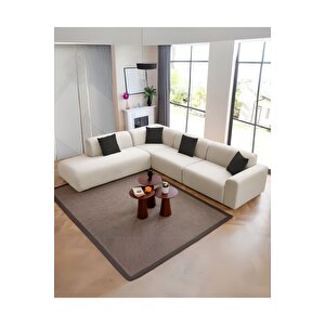 Mila Köşe Takımı & Modern Kadife Sol Köşe Koltuk Takımı - Beyaz-1001 Beyaz