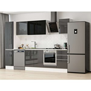 290x210 Cm High Gloss Mdf Mutfak Dolabı Beyaz Antrasıt Mb-e80b45s45-3 Antrasit