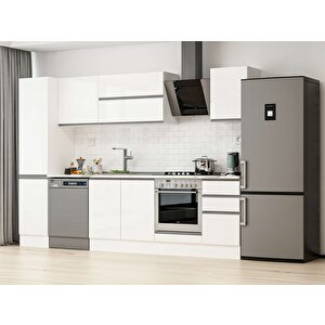 300x210 Cm High Gloss Mdf Mutfak Dolabı Beyaz Beyaz Mb-e90b45s45-2 Beyaz