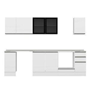 Alvinka 290x210 Cm High Gloss Mdf Mutfak Dolabı Beyaz Beyaz M-e90s40s40-3