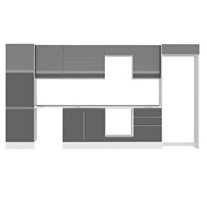 Alvinka 410x222 Cm High Gloss Mdf Mutfak Dolabı Beyaz Beyaz Mbb-e90b60s60-2