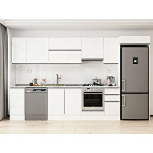 360x222 Cm High Gloss Mdf Mutfak Dolabı Beyaz Beyaz Mb-e80s40s40-1 Beyaz