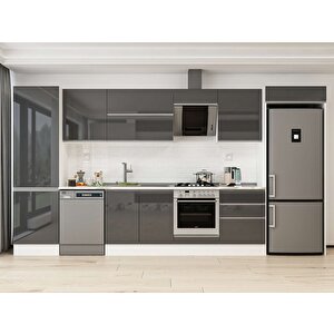 410x222 Cm High Gloss Mdf Mutfak Dolabı Beyaz Antrasıt Mbb-e90b60s60-2 Antrasit
