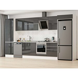 410x222 Cm High Gloss Mdf Mutfak Dolabı Beyaz Antrasıt Mbb-e90b60s60-2 Antrasit