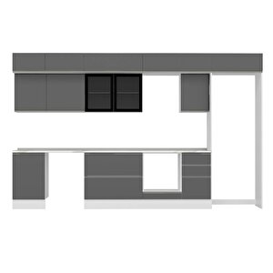 Alvinka 375x240 Cm High Gloss Mdf Mutfak Dolabı Beyaz Antrasıt Mb-e80s50s45-3