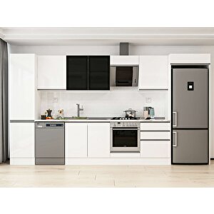 390x222 Cm High Gloss Mutfak Dolabı Beyaz Beyaz Mbb-e80b50s60-3 Beyaz