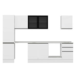 Alvinka 310x210 Cm High Gloss Mdf Mutfak Dolabı Beyaz Beyaz M-e90s50s50-3