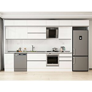 385x240 Cm High Gloss Mdf Mutfak Dolabı Beyaz Beyaz Mb-e80s45s60-2 Beyaz