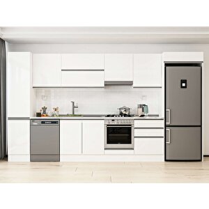 385x222 Cm High Gloss Mutfak Dolabı Beyaz Beyaz Mbb-e80b45s60-1 Beyaz