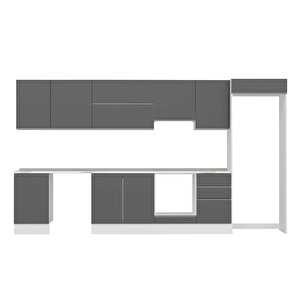 Alvinka 390x222 Cm High Gloss Mutfak Dolabı Beyaz Antrasıt Mb-e90s50s50-1