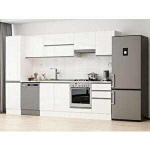 300x210 Cm High Gloss Mutfak Dolabı Beyaz Beyaz Mb-e80b50s50-1 Beyaz