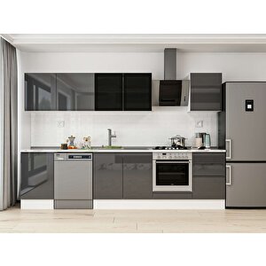 310x210 Cm High Gloss Mdf Mutfak Dolabı Beyaz Antrasıt M-e90s50s50-3 Antrasit