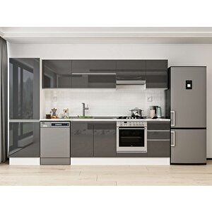 315x210 Cm High Gloss Mutfak Dolabı Beyaz Antrasıt Mb-e90b60s45-1 Antrasit
