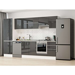 315x210 Cm High Gloss Mutfak Dolabı Beyaz Antrasıt Mb-e90b60s45-1 Antrasit