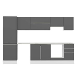 Alvinka 315x210 Cm High Gloss Mutfak Dolabı Beyaz Antrasıt Mb-e90b60s45-1