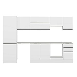 Alvinka 315x210 Cm High Gloss Mutfak Dolabı Beyaz Beyaz Mb-e90b60s45-1